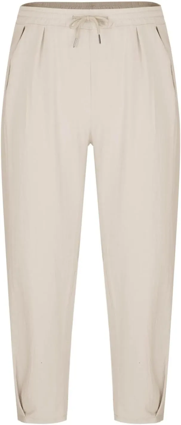 Sinzelimin Men's Linen Capri Pants Fashion Solid Color Cotton Drawstring Elastic Waist Loose Comfy Casual Wide Leg Sweatpant