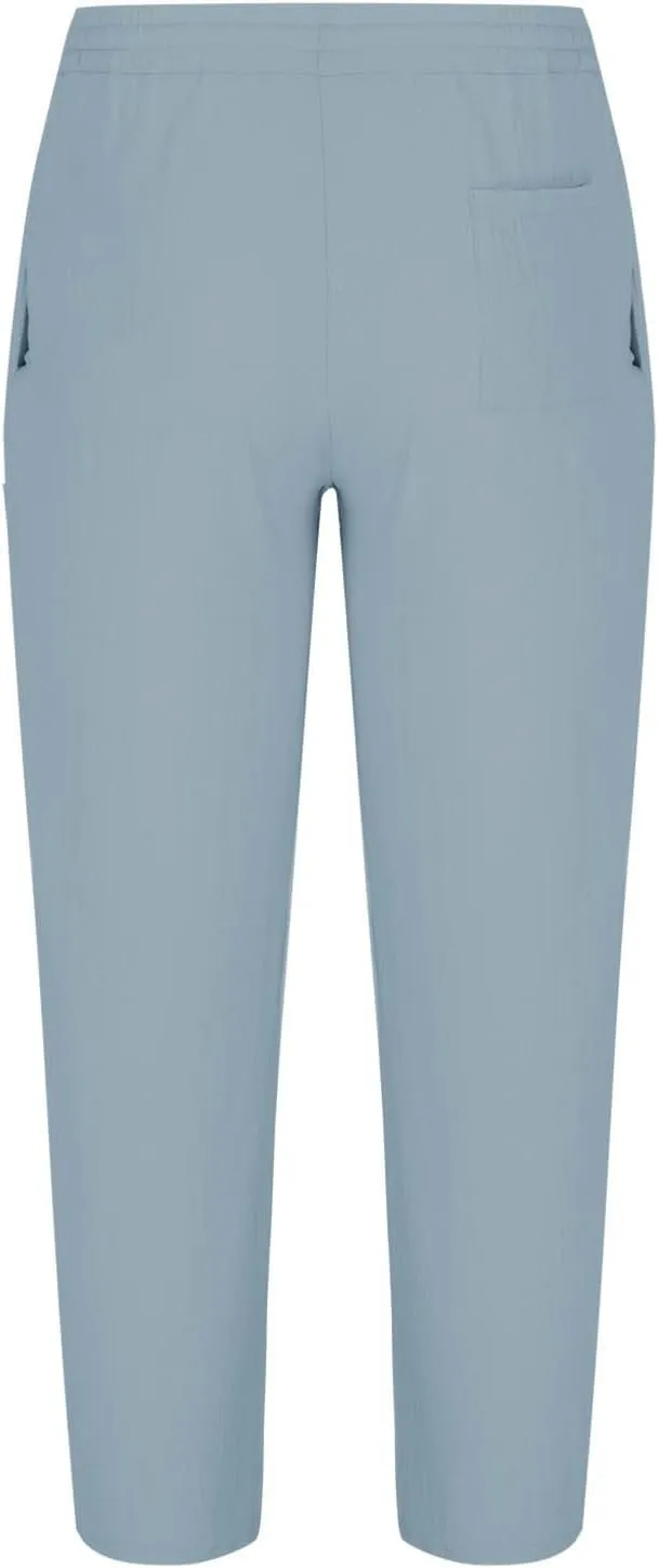 Sinzelimin Men's Linen Capri Pants Fashion Solid Color Cotton Drawstring Elastic Waist Loose Comfy Casual Wide Leg Sweatpant
