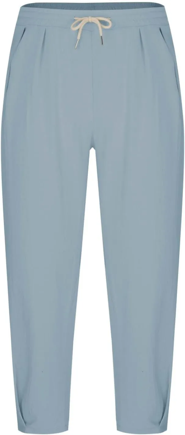 Sinzelimin Men's Linen Capri Pants Fashion Solid Color Cotton Drawstring Elastic Waist Loose Comfy Casual Wide Leg Sweatpant