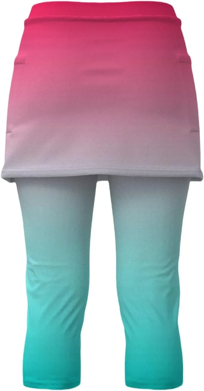 Skirted Leggings for Women Stretchy Tennis Golf Pickleball Skorts Summer Capris Gym Workout Yoga Legging with Skirts