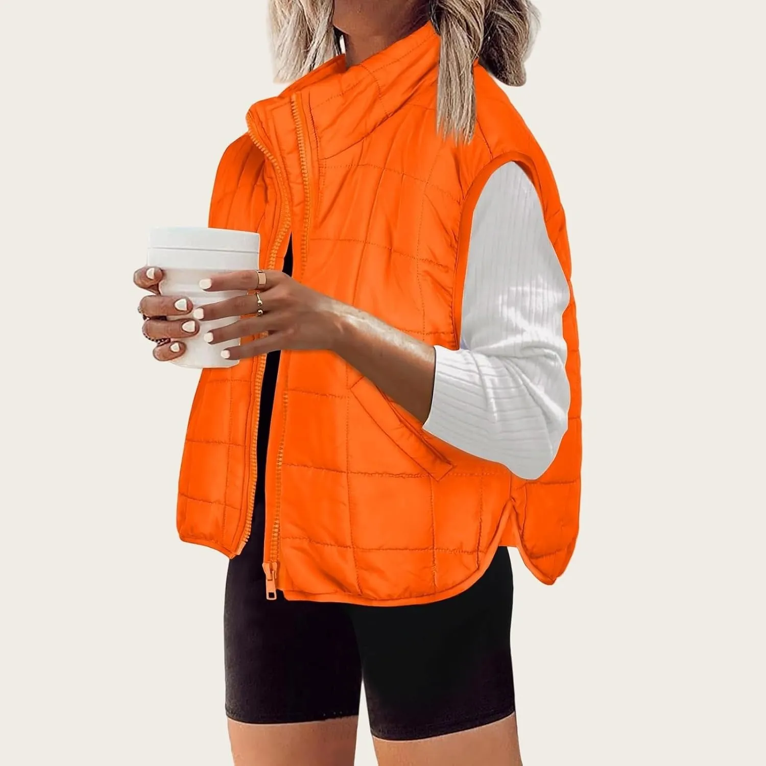 Sleeveless Hood Winter Puffer Vest Outwear Thin Down Vest Inside with Removable Hood Womens Vests Oversized Vests