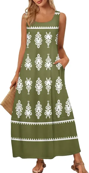 Sleeveless Party Summer Dress Women Hip A-Line Round Neck Comfortable Dresses Lady