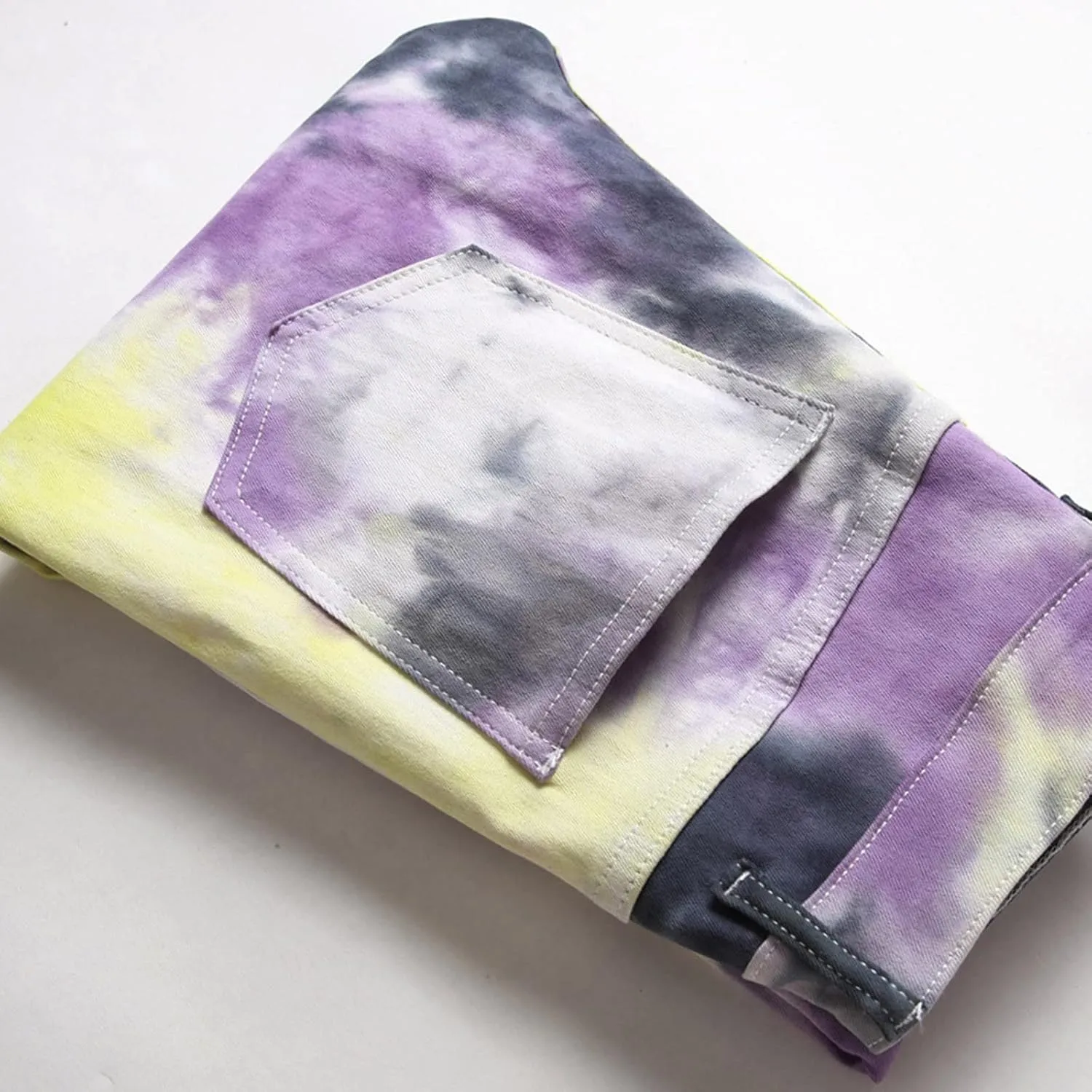 Slim Fit Stretch Casual Tie Dye Printed Jeans Slim Fit Straight Leg Denim Pant with Design Streetwear Graphic Trouser