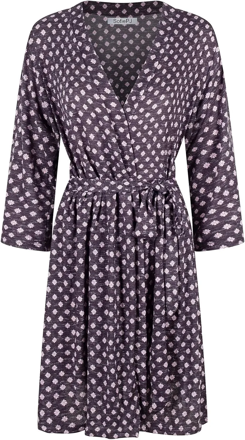 SofiePJ Women's Printed Chemise and Robe 2 Piece Sleep Set