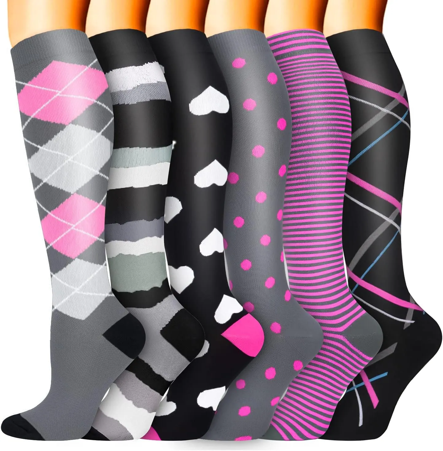 Sooverki Compression Socks for Women Men Circulation 6 Pairs-Best Compression Stockings For Running,Athletic,Nursing