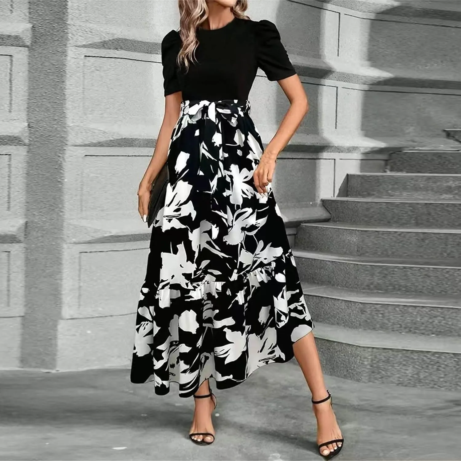 Summer Dresses for Women 2025 Casual Flowy Floral Maxi Dress Elegant Empire Waist Beach Dresses