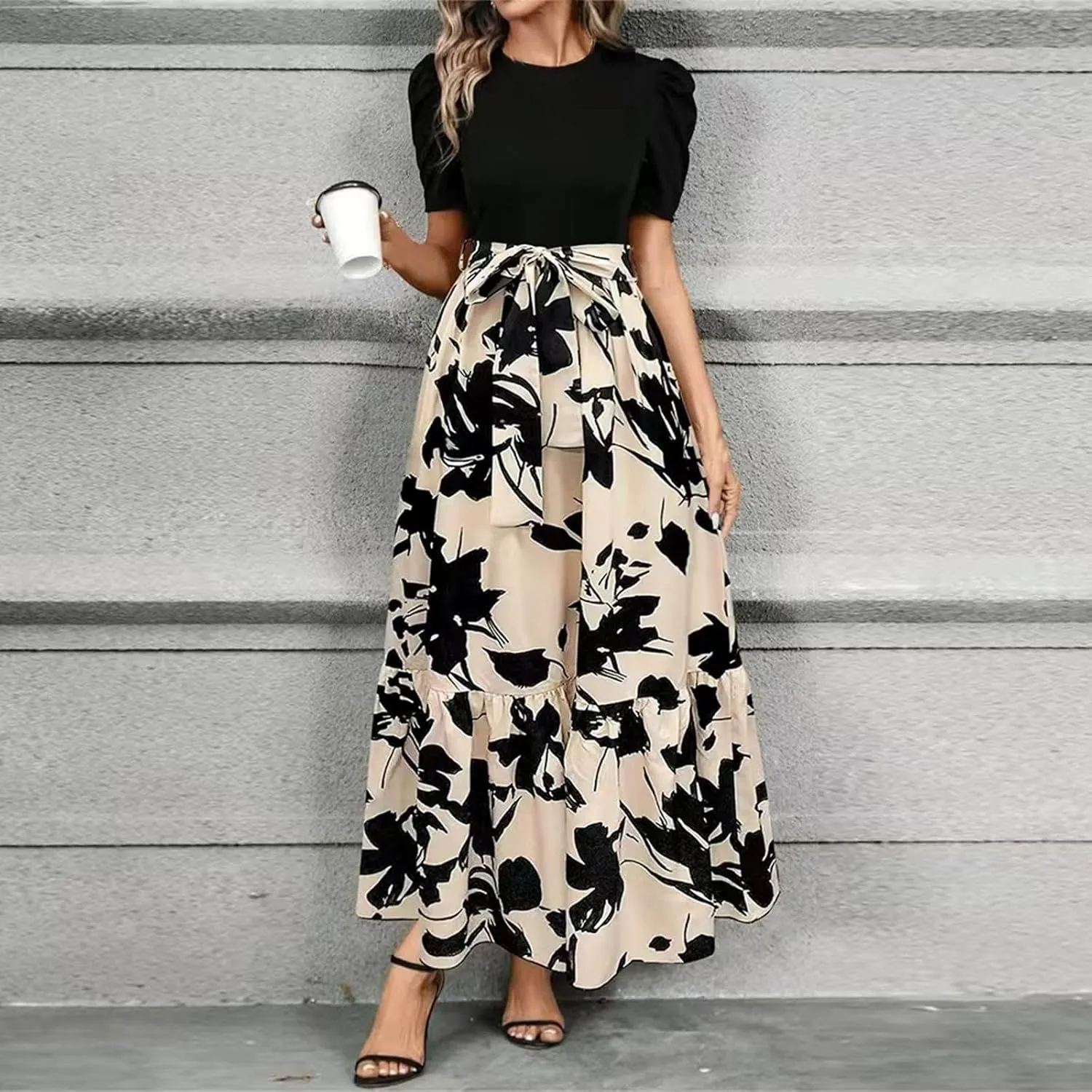 Summer Dresses for Women 2025 Casual Flowy Floral Maxi Dress Elegant Empire Waist Beach Dresses