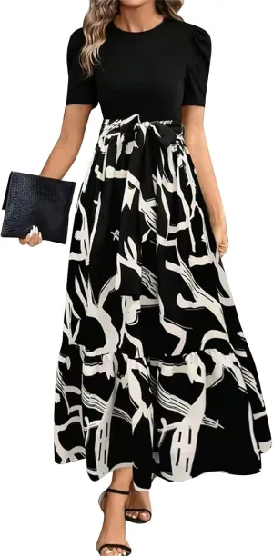 Summer Dresses for Women 2025 Casual Flowy Floral Maxi Dress Elegant Empire Waist Beach Dresses