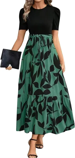 Summer Dresses for Women 2025 Casual Flowy Floral Maxi Dress Elegant Empire Waist Beach Dresses
