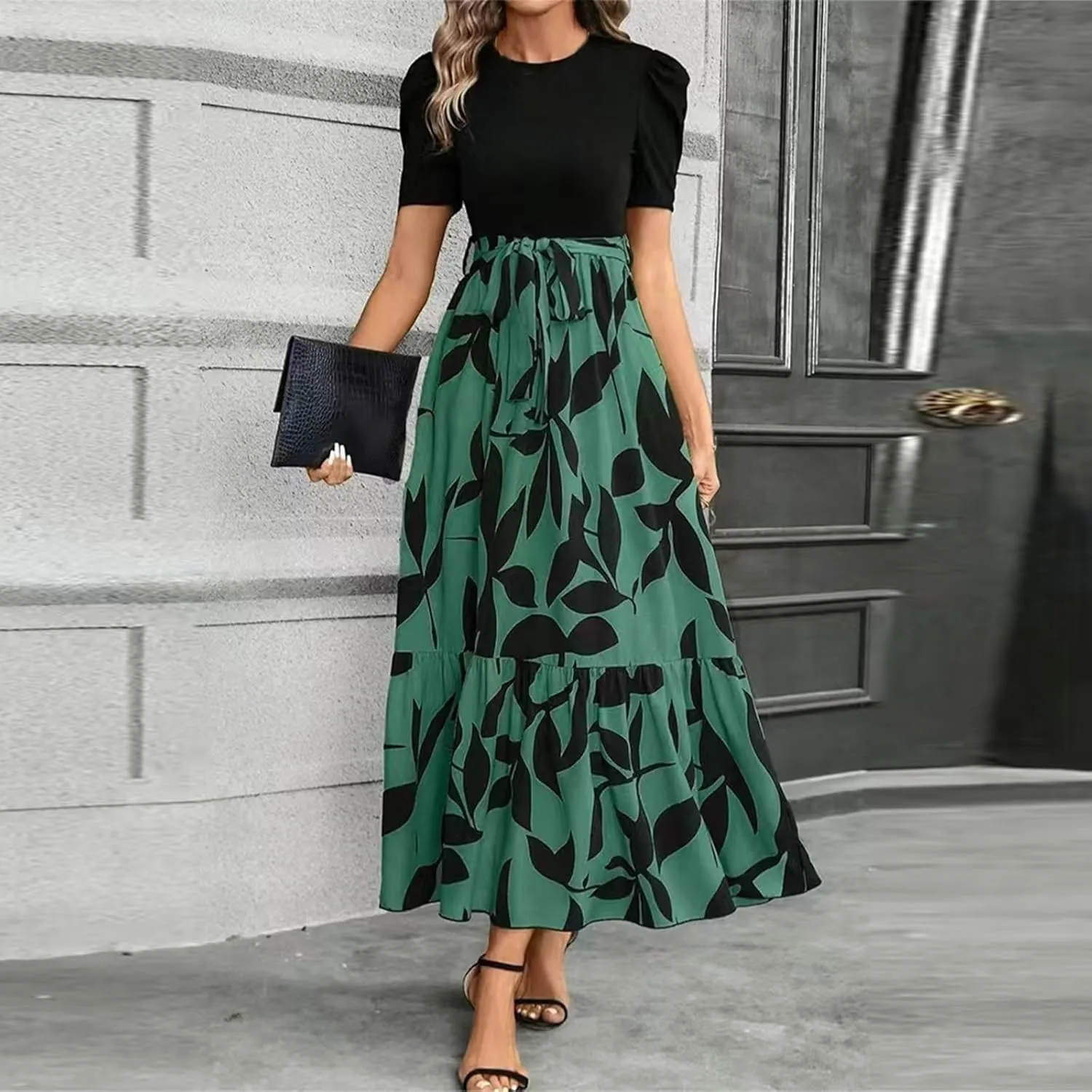 Summer Dresses for Women 2025 Casual Flowy Floral Maxi Dress Elegant Empire Waist Beach Dresses