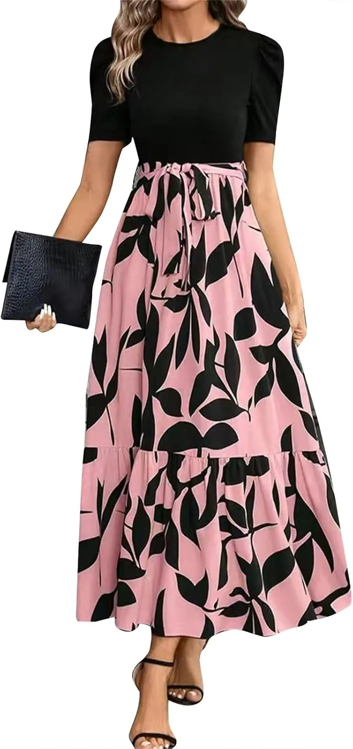 Summer Dresses for Women 2025 Casual Flowy Floral Maxi Dress Elegant Empire Waist Beach Dresses