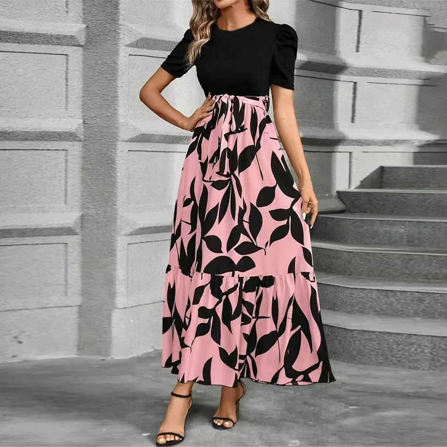 Summer Dresses for Women 2025 Casual Flowy Floral Maxi Dress Elegant Empire Waist Beach Dresses