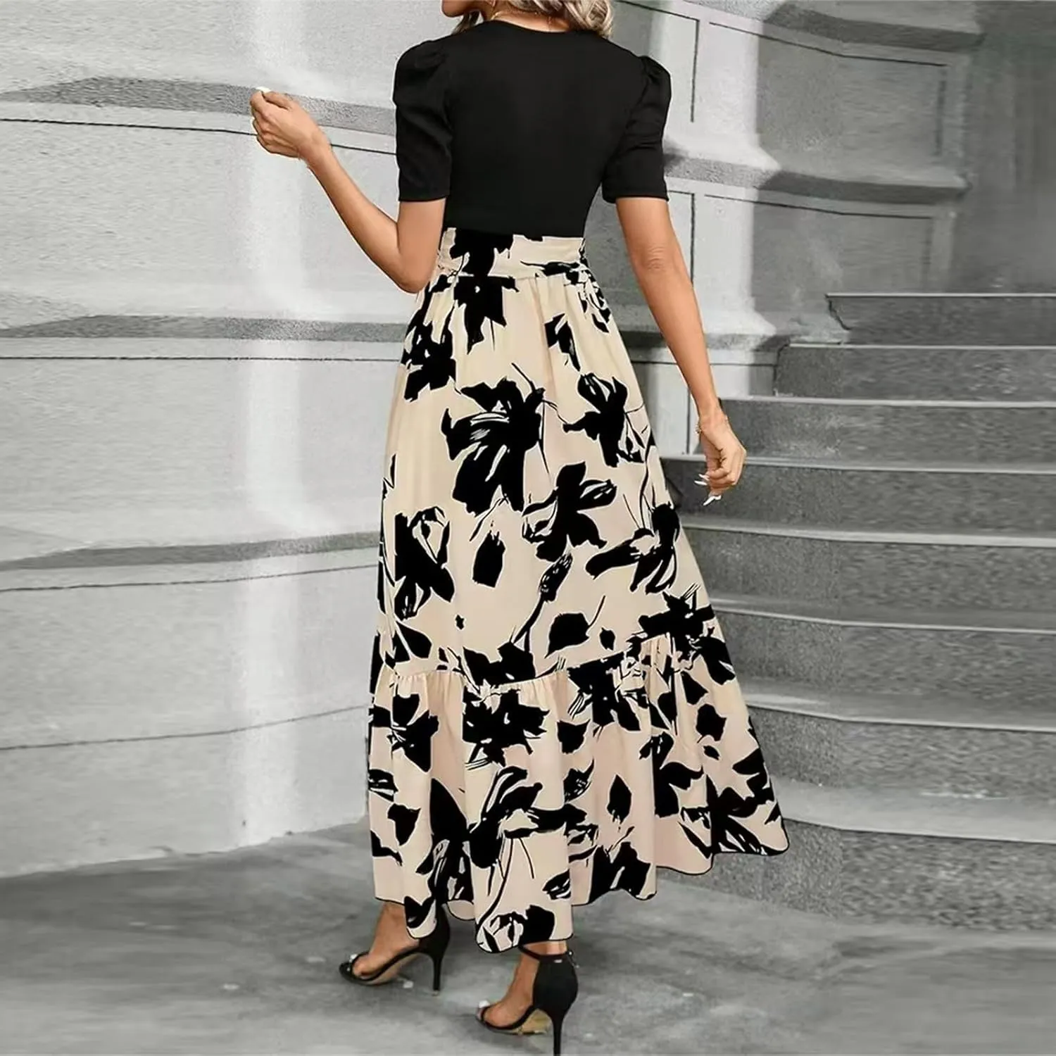 Summer Dresses for Women 2025 Casual Flowy Floral Maxi Dress Elegant Empire Waist Beach Dresses