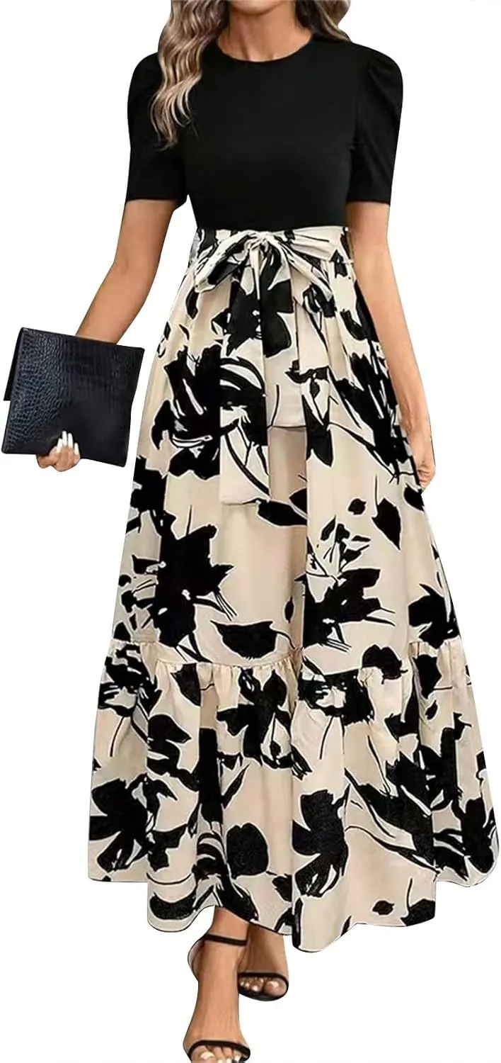Summer Dresses for Women 2025 Casual Flowy Floral Maxi Dress Elegant Empire Waist Beach Dresses