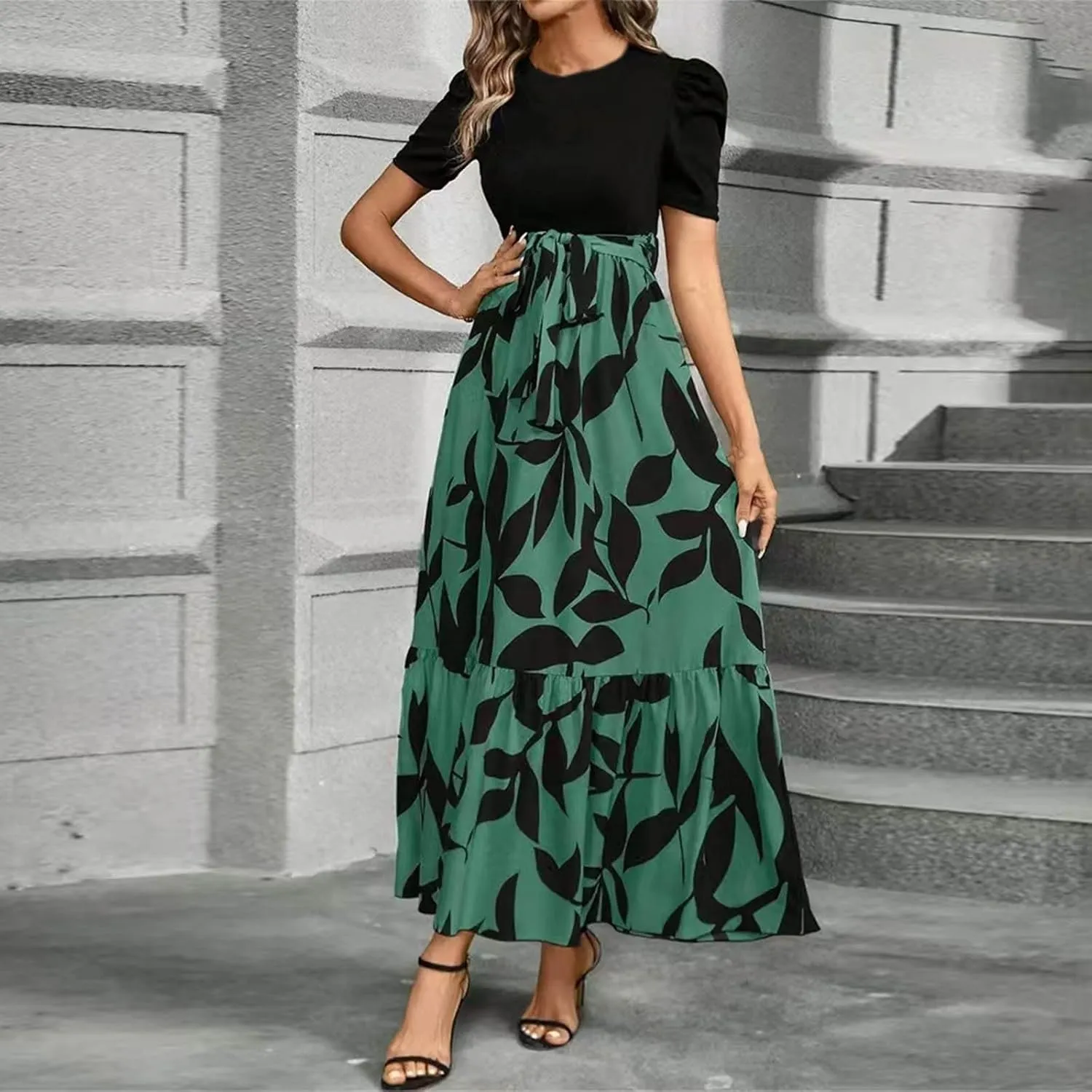 Summer Dresses for Women 2025 Casual Flowy Floral Maxi Dress Elegant Empire Waist Beach Dresses