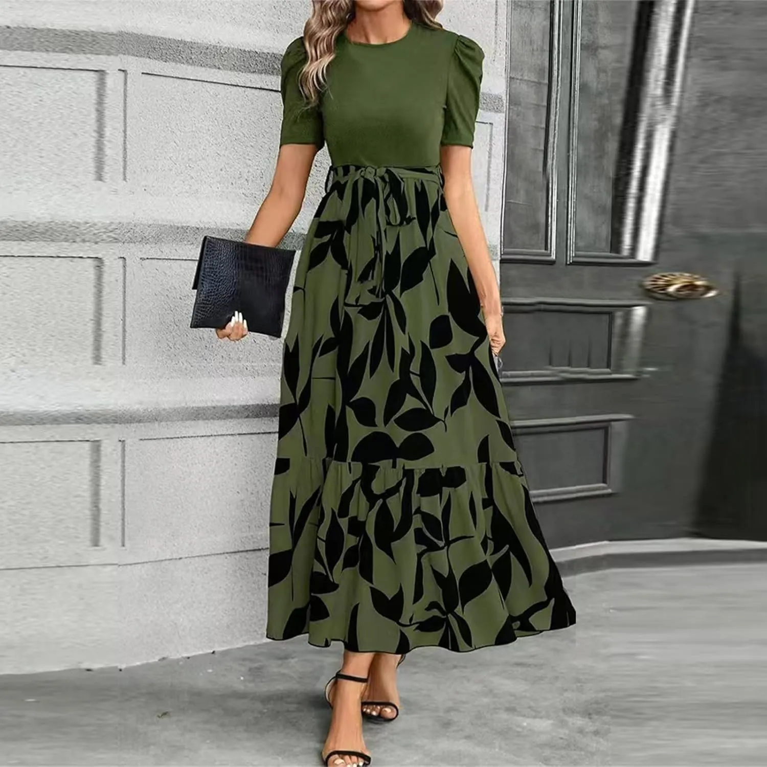 Summer Dresses for Women 2025 Casual Flowy Floral Maxi Dress Elegant Empire Waist Beach Dresses