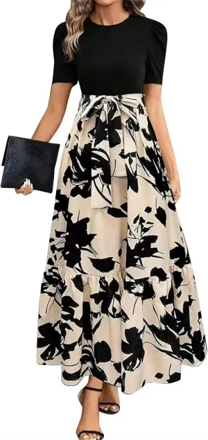 Summer Dresses for Women 2025 Casual Flowy Floral Maxi Dress Elegant Empire Waist Beach Dresses