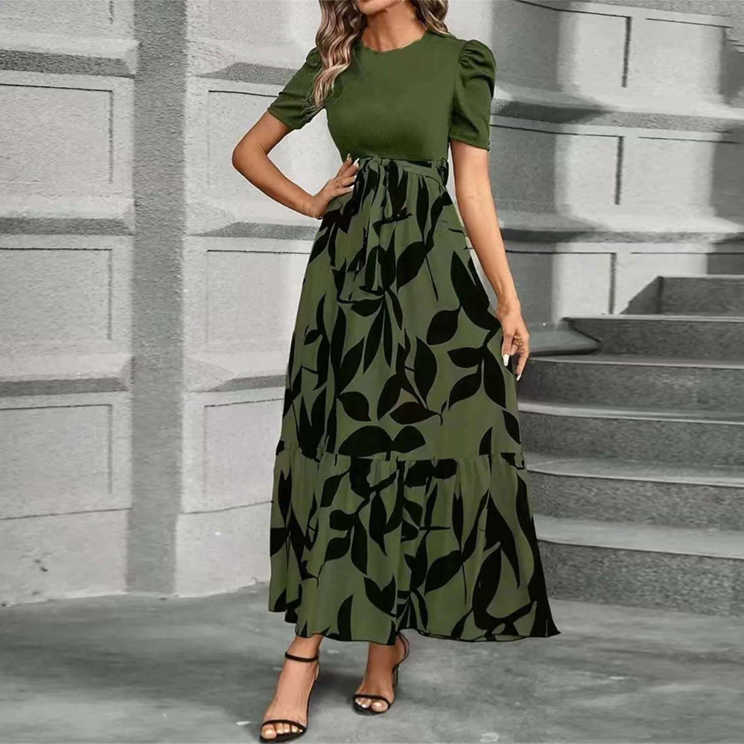 Summer Dresses for Women 2025 Casual Flowy Floral Maxi Dress Elegant Empire Waist Beach Dresses