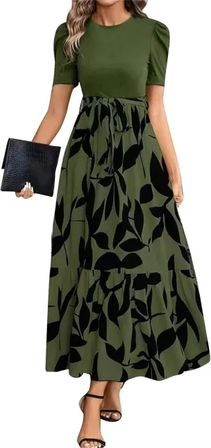 Summer Dresses for Women 2025 Casual Flowy Floral Maxi Dress Elegant Empire Waist Beach Dresses