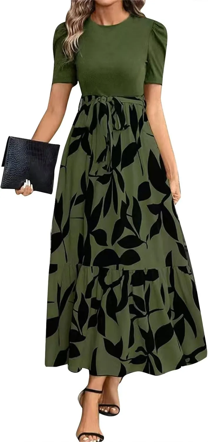 Summer Dresses for Women 2025 Casual Flowy Floral Maxi Dress Elegant Empire Waist Beach Dresses