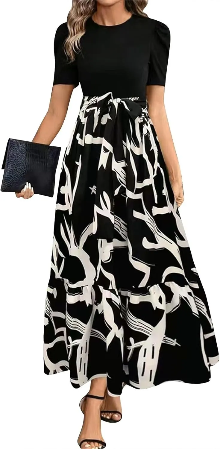 Summer Dresses for Women 2025 Casual Flowy Floral Maxi Dress Elegant Empire Waist Beach Dresses
