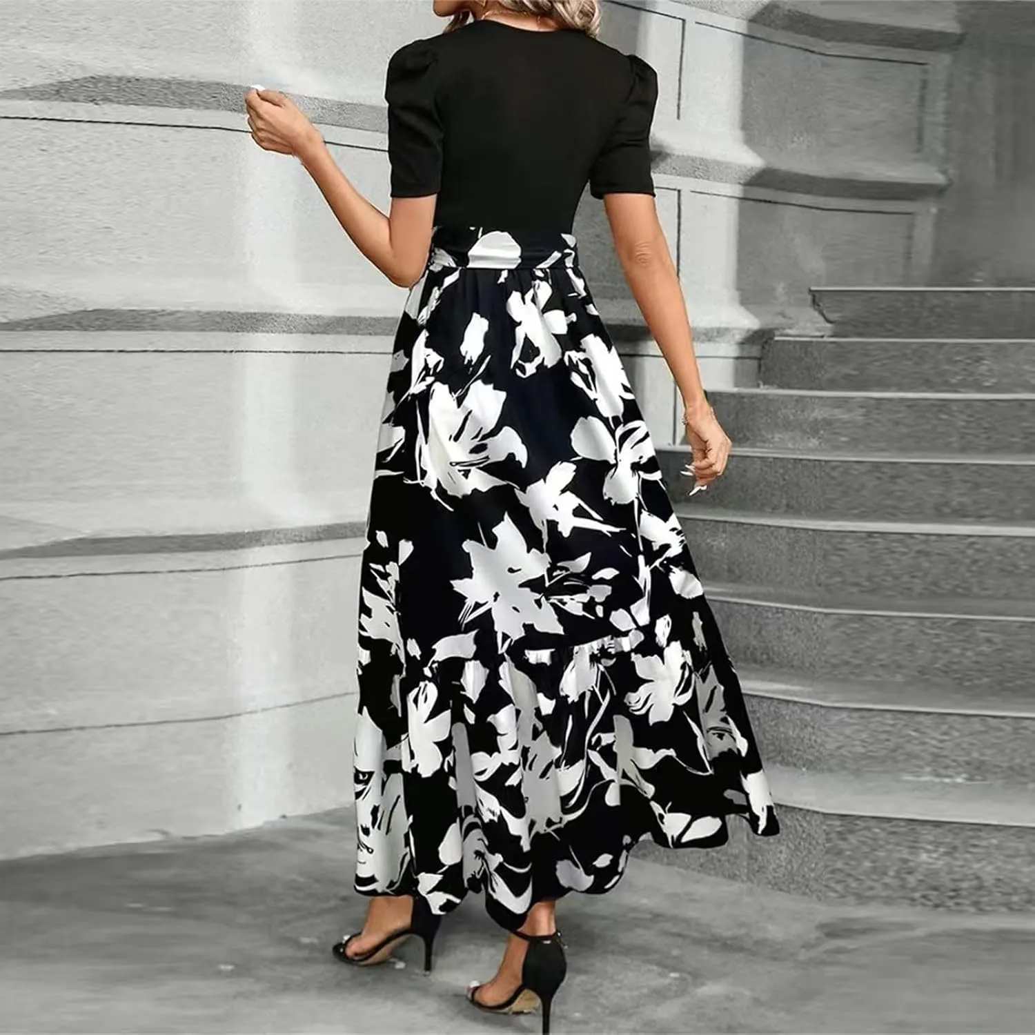 Summer Dresses for Women 2025 Casual Flowy Floral Maxi Dress Elegant Empire Waist Beach Dresses