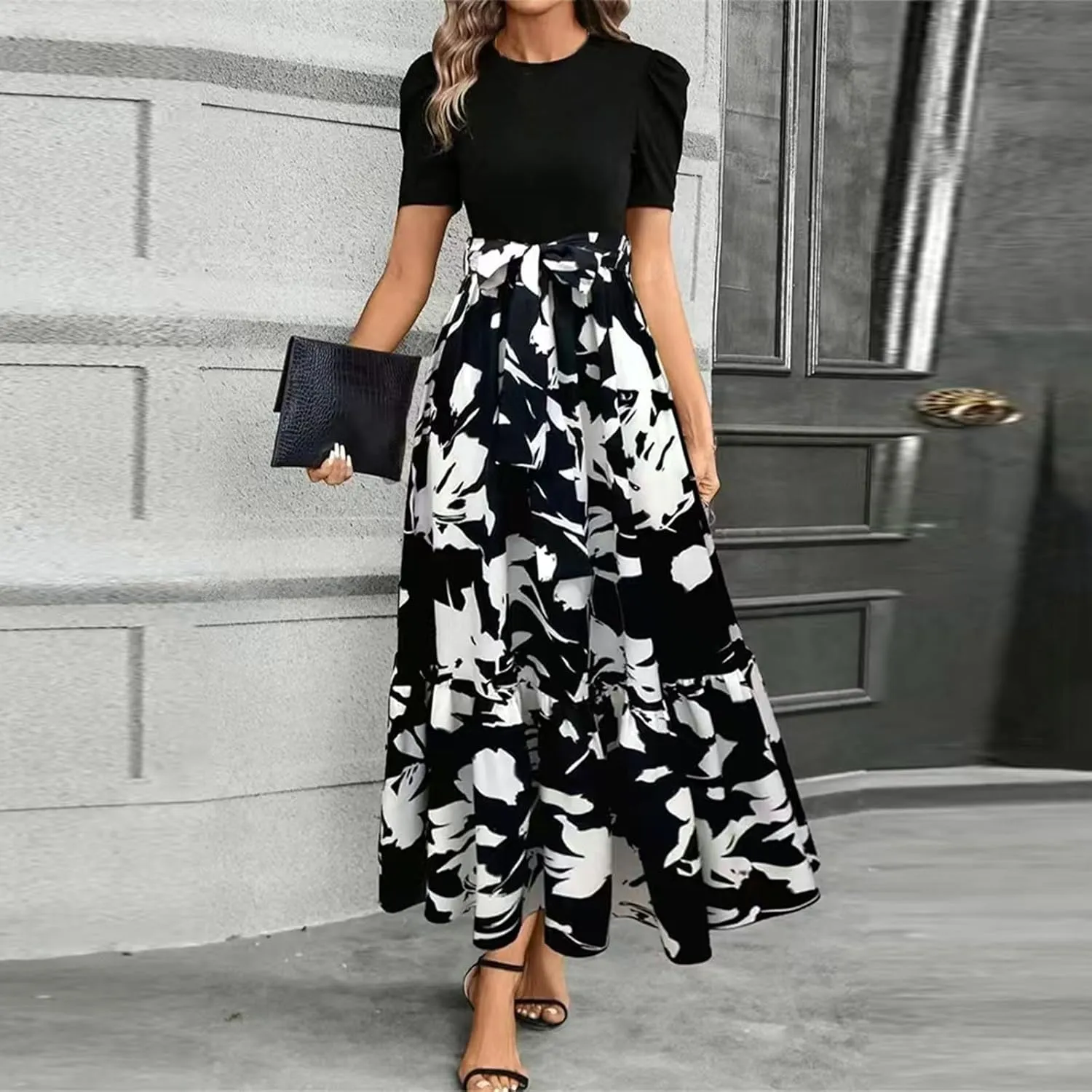 Summer Dresses for Women 2025 Casual Flowy Floral Maxi Dress Elegant Empire Waist Beach Dresses