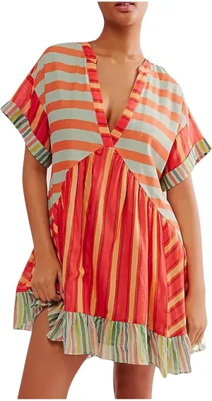Summer Dresses for Women Hot Short Mini Dress Babydoll Dress Boho Floral Flowy Y2k Mini Sundresses 2025