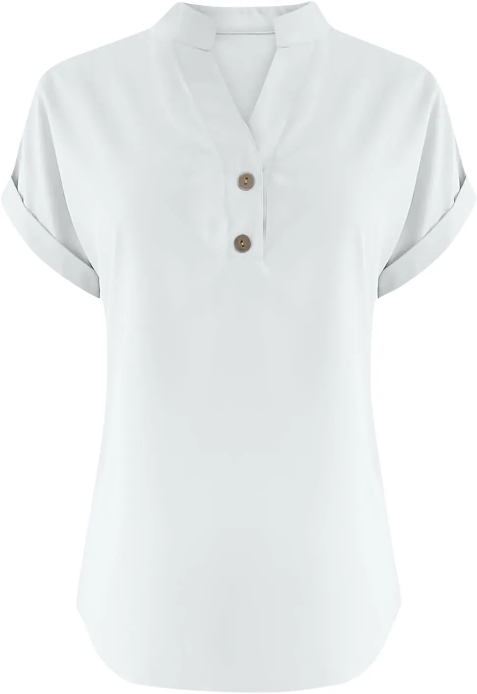 Summer Tops for Women 2025 Casual Short Sleeve V-Neck Cotton Linen Shirts Gauze Blouses Trendy Button Down T-Shirts