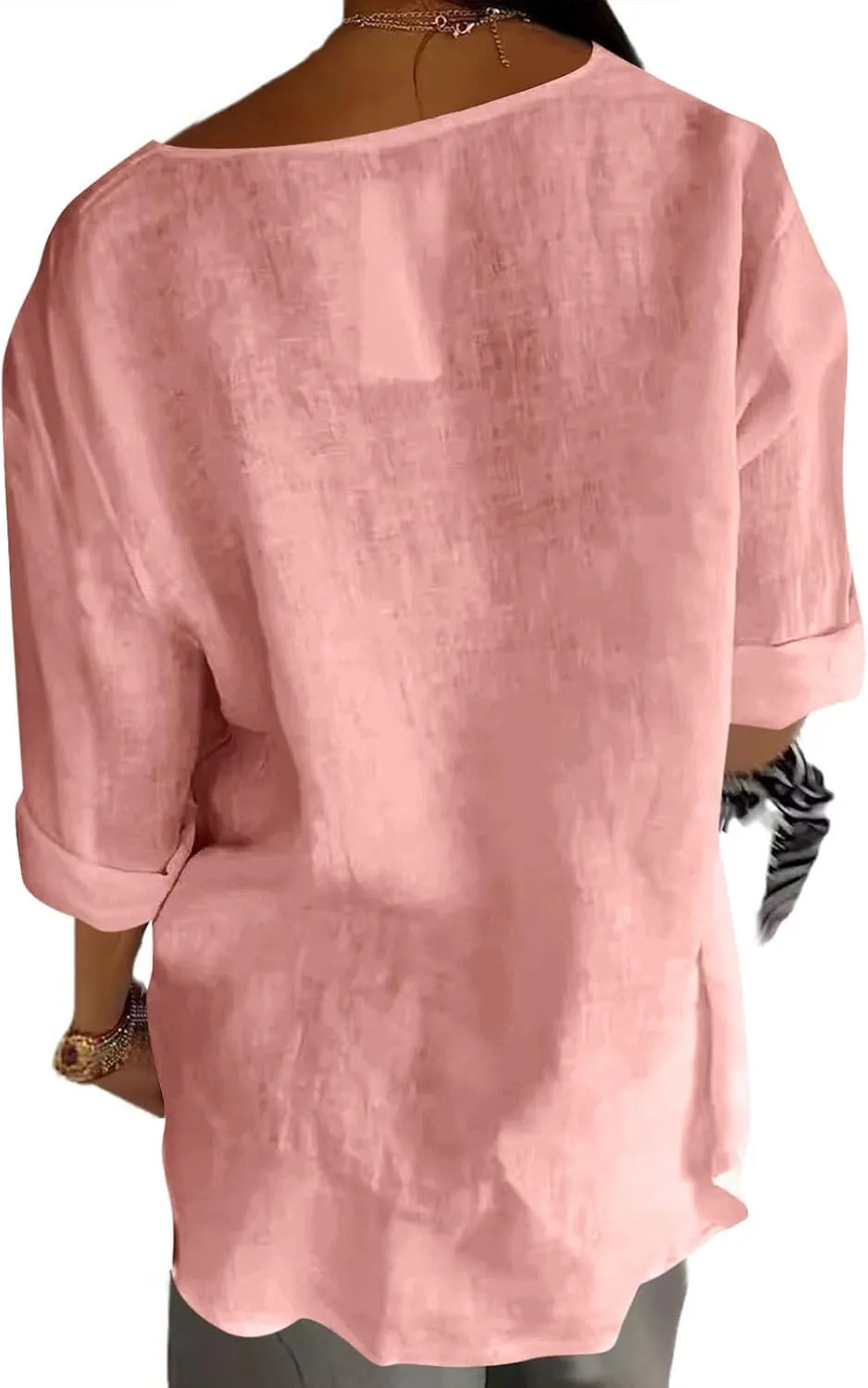 Summer Tops for Women 2025 Short Sleeve Cotton Linen Tops Button Down V Neck T Shirt Casual Loose Fit Tunic Top Blouse