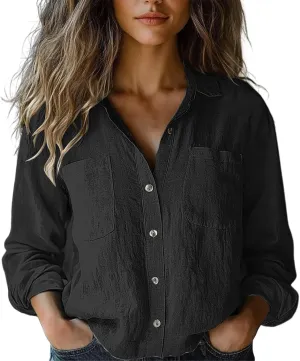 Summer Tops for Women 2025 Women's Floral Butterfly Print Natural Autumn Spring Casual Long Sleeve Solid Color
