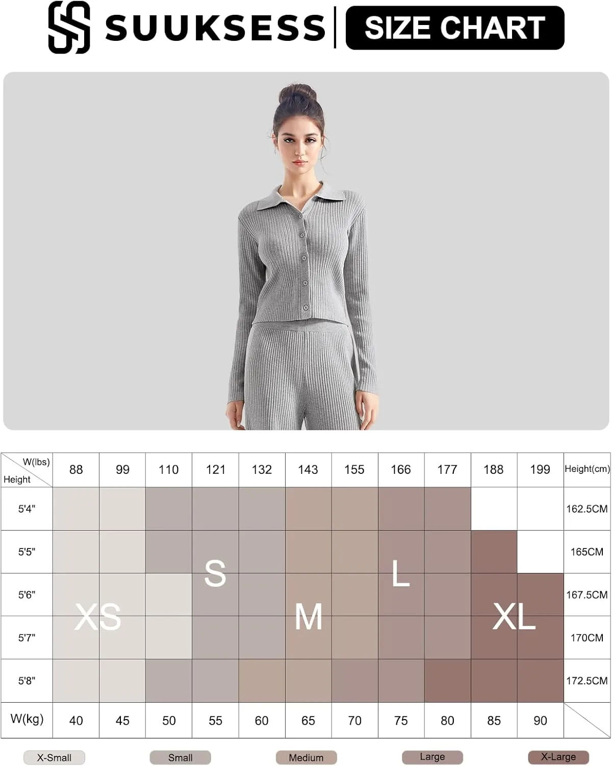 SUUKSESS Women Knit Long Sleeve Lounge Sets Ribbed Matching Comfy Two Piece Sets