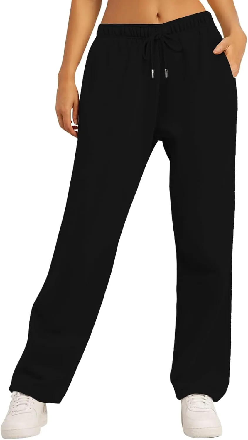 Sweatpants for Women Casual Wide Leg Pants Jogging Yoga Pants Pajama Lounge Pants Fall Warm Fleece Pants