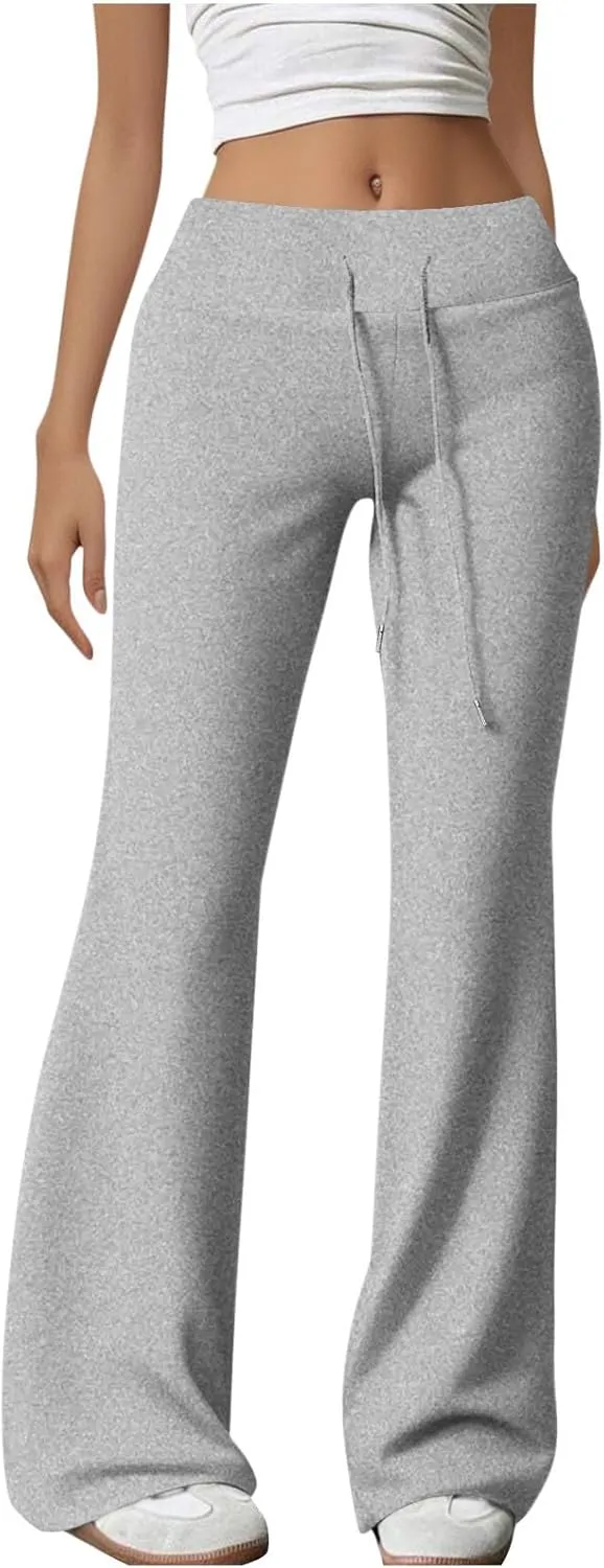 Sweatpants for Women Drawstring High Waisted Straight Leg Athletic Open Bottom Pants 2024 Sports Causal Trousers