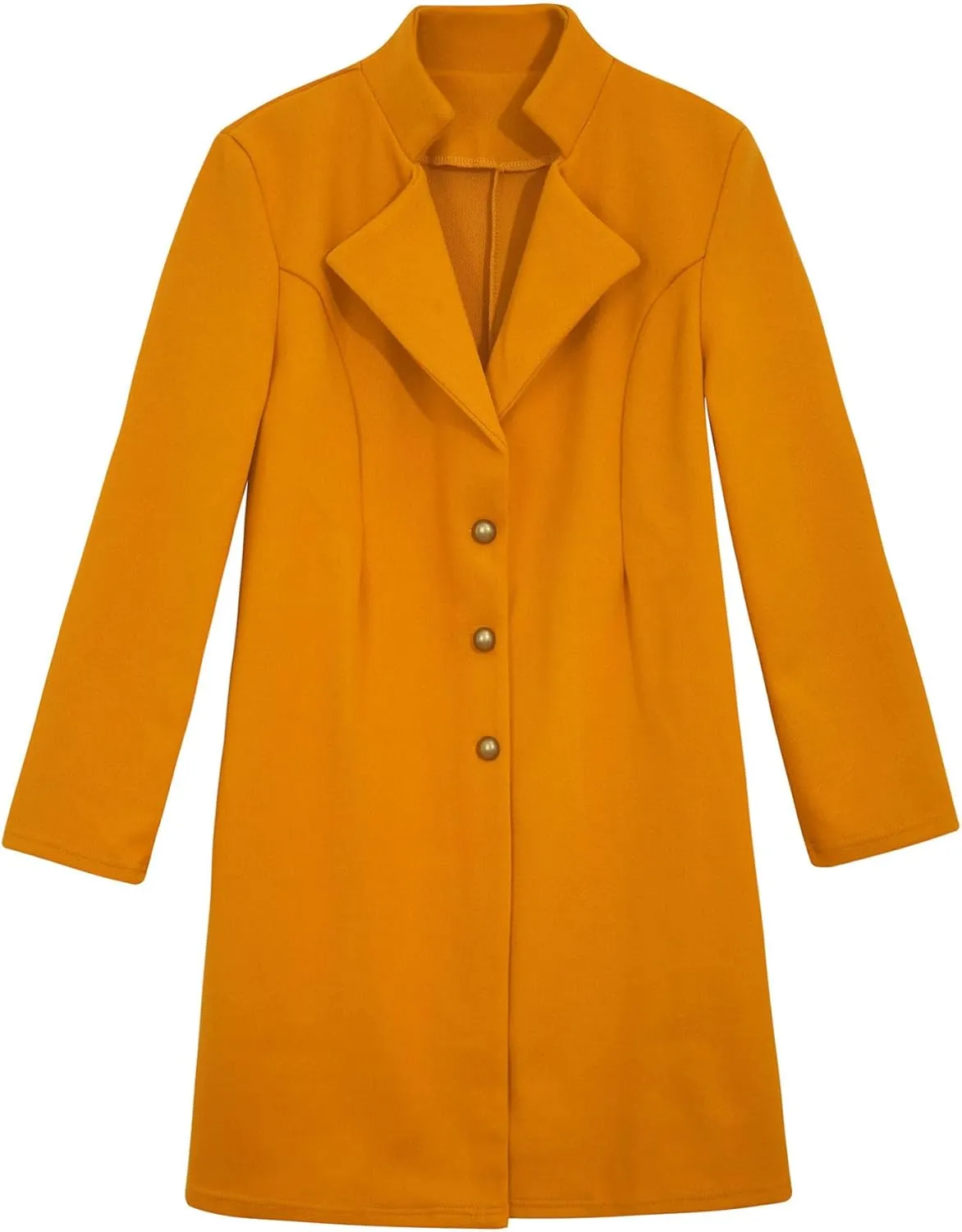 Sywiyi Women Notched Lapel Trench Coats Wool Blend Outerwear Single Breasted Windproof Overcoat