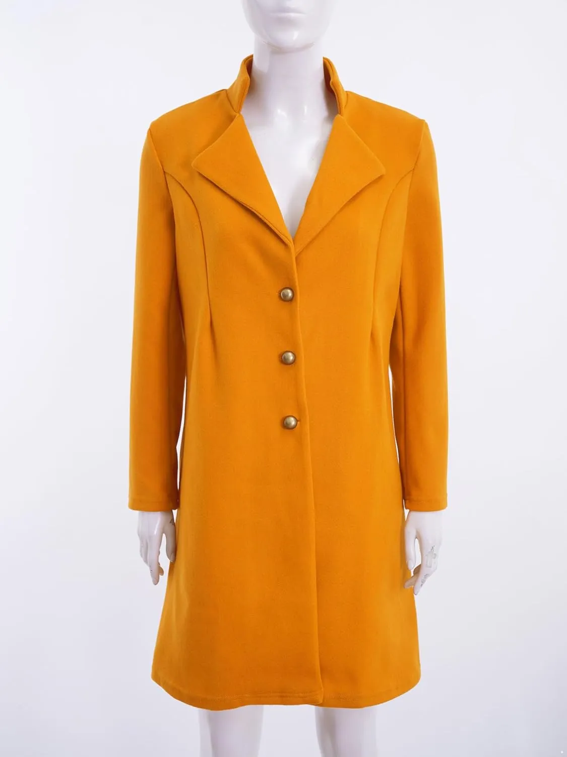 Sywiyi Women Notched Lapel Trench Coats Wool Blend Outerwear Single Breasted Windproof Overcoat