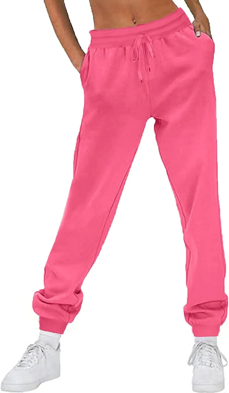 TANGNADE Fleece Lined Sweatpants Women Drawstring Joggers with Pockets High Waisted Thermal Winter Warm Pants