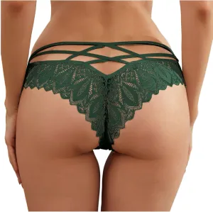 TANGNADE Women Panties Lace Sexy Naughty Panty Seamless Criss-Cross Lingerie High Rise Thongs Plus Size Underwear