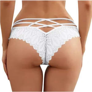 TANGNADE Women Panties Lace Sexy Naughty Panty Seamless Criss-Cross Lingerie High Rise Thongs Plus Size Underwear