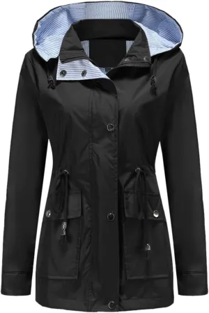 TARIENDY Women Rain Jacket Waterproof Outdoor Sportswear Casual Hiking Jacket Lightweight Travel Outerwear Hooded Raincoat