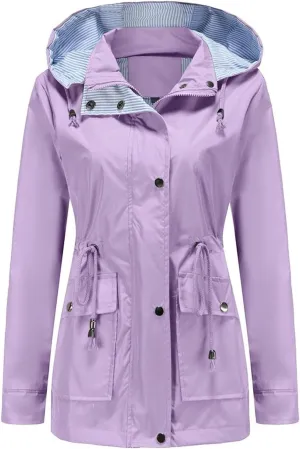 TARIENDY Women Rain Jacket Waterproof Outdoor Sportswear Casual Hiking Jacket Lightweight Travel Outerwear Hooded Raincoat