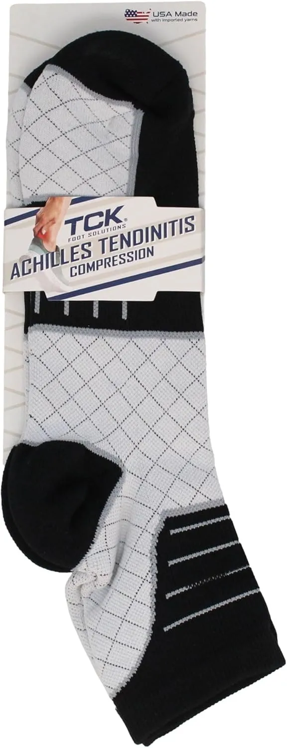 TCK Achilles Tendonitis Compression Socks For Women and Men, Low Crew 20-30mmHg Compression