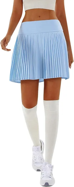 Tennis Skirts for Women with Shorts Trendy Pleated High Elastic Waist Sports Yoga Midi Skirts Flowy & Breathable