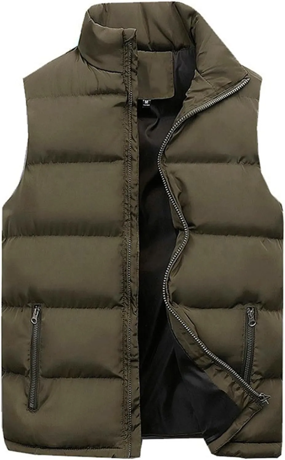 Thatrich Men's Puffer Vest Puffy Padded Vests Casual Sleeveless Jackets Warm Winter Gilet Full Zip Down Coat Outerwear Trendy