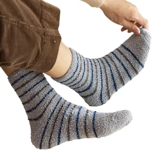 Thermal Socks For Mens Coral Fleece Socks Stripe Socks Colorful Lightweight Athletic Socks Casual (04-Grey, One Size) White No Show Socks For Women