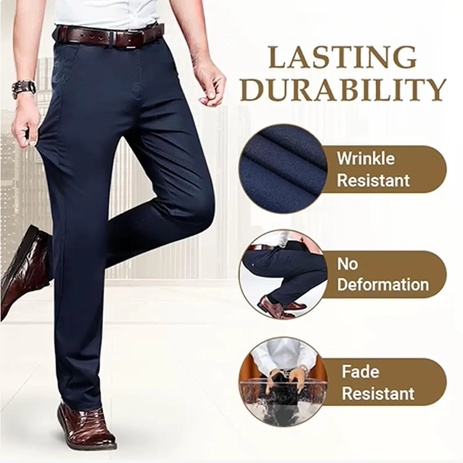 Timeless Flex Stretch Pants Mens, Timelessflex Men's High Stretch Straight Fit Pants, Slim Fit Business Dress Pants