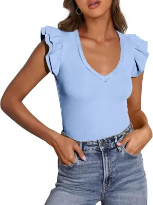 Tops for Women Sexy Sleeveless V Neck Tank Tops Basic Tee Solid Color Slim Fit Y2k Blouses Fashion Trendy Tee 2025