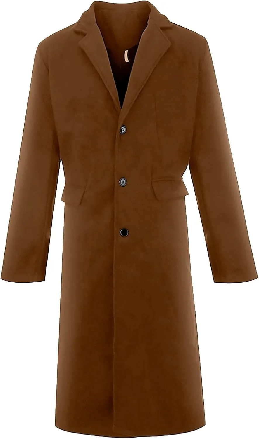 Trench Coat Slim Fit Notch Lapel Long Sleeve Padded Leather Jacket Vintage Thicken Warm Cotton Business Long Jacket