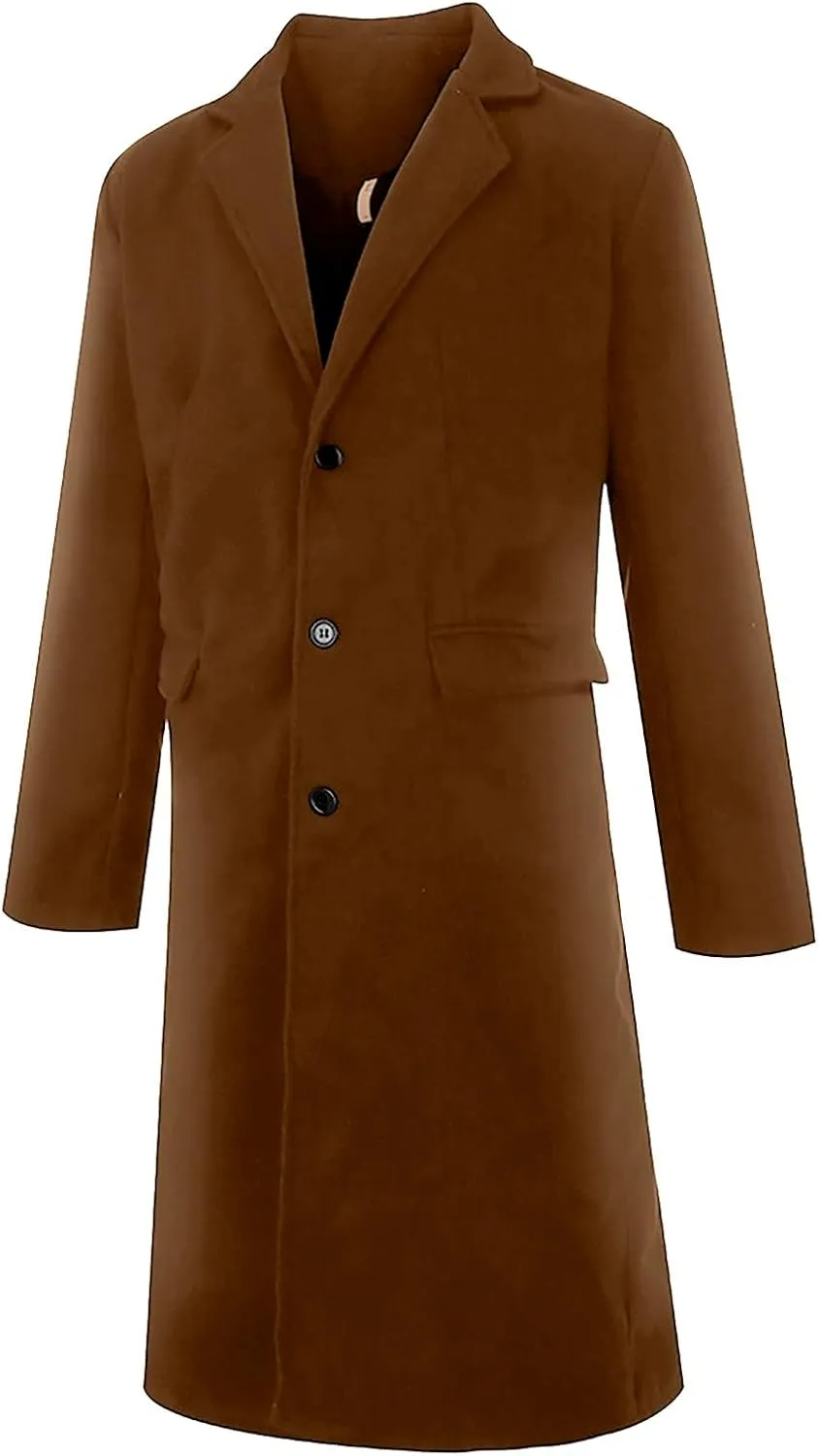 Trench Coat Slim Fit Notch Lapel Long Sleeve Padded Leather Jacket Vintage Thicken Warm Cotton Business Long Jacket