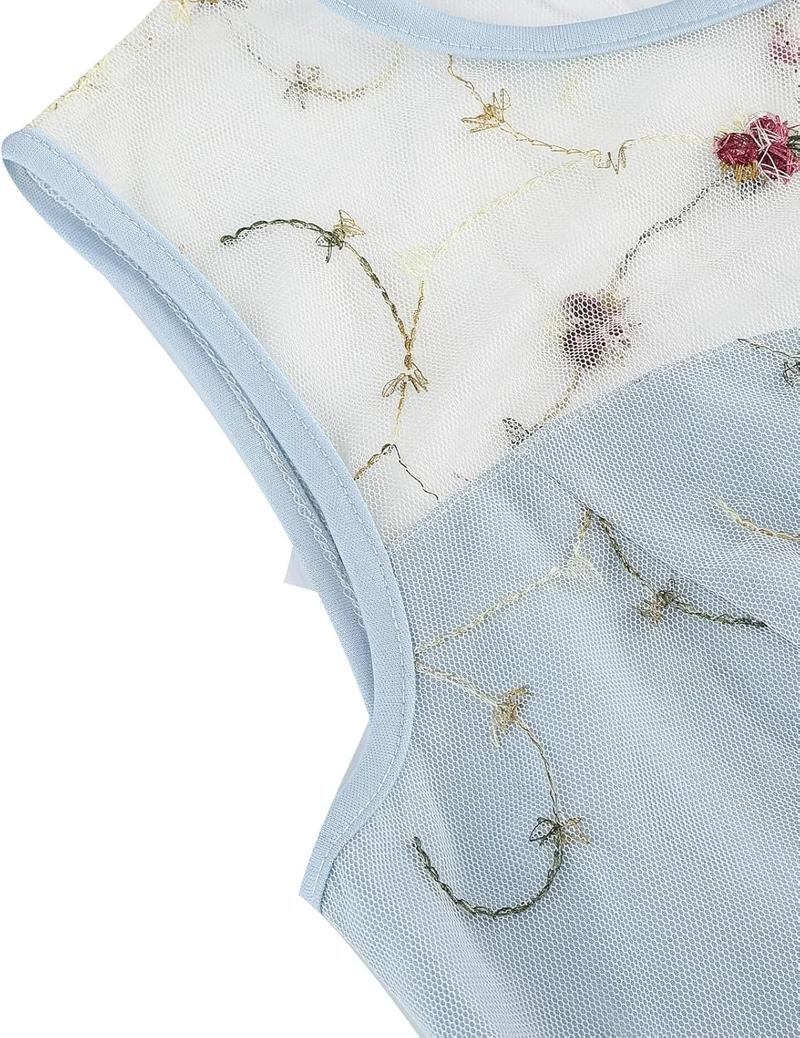 Tulle Embroidery Floral Dress for Women Sleeveless Mesh Flower Embroidered Tulle Prom Dress Summer Wedding Tea Party Dress